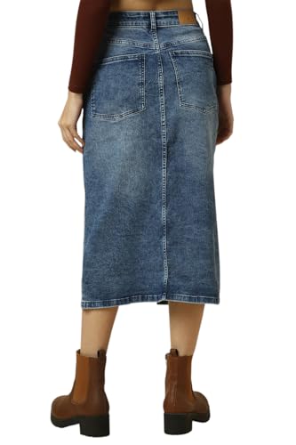 Women Blue Solid Casual Skirt