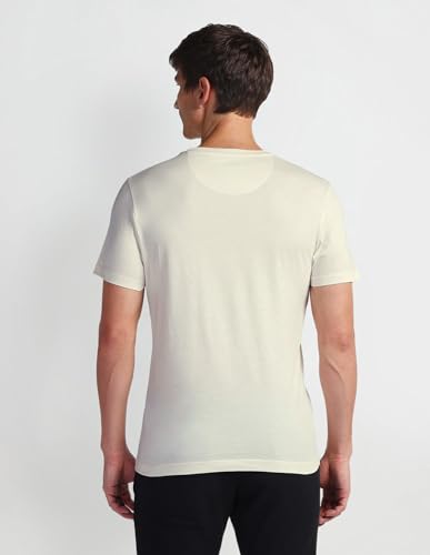 U.S. POLO ASSN. Mens Solid Half Sleeve Brand Carrier Round Neck T-Shirts (UDTSHS0899_Off White_L)
