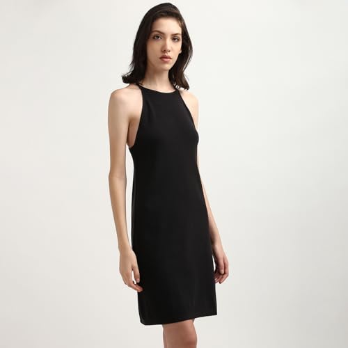 Calvin Klein Department1073 Lyocell A-Line Mini Dress (J20J223518BEH_Ck Black_S)