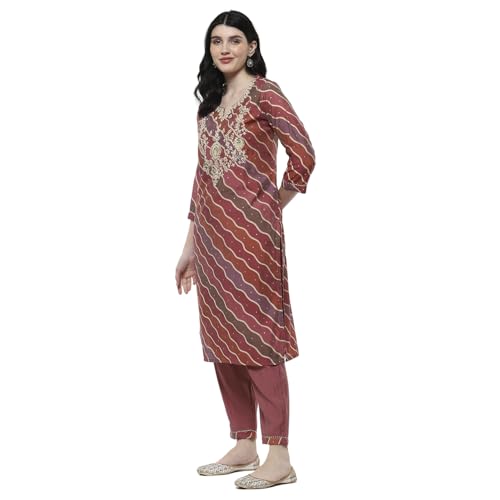 Rangriti Women's Viscose Blend Kurta Set (FSGLM22186SS25PNK_Pink