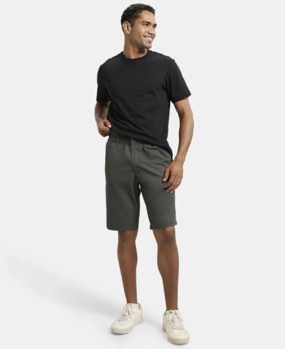 Jockey Men's Straight Fit Shorts (1203_Forest Green_Medium)
