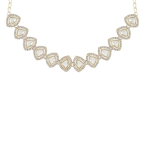 TEEJH Vatsala Silver White Necklace set