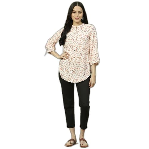 Rangriti Women's Regular Fit Blouse (RMMINDIETO18249SS23CRM_Orange