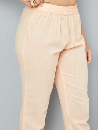 Max Women's Cotton Blend Kurta Set (CTKST54045_Peach