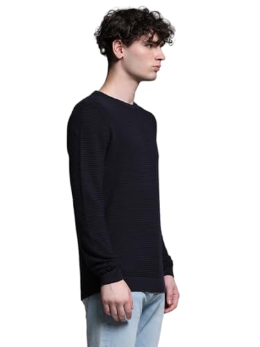 Jack & Jones Men Slim Fit Navy Blue Sweater