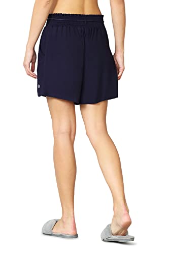 Van Heusen Women Lounge Shorts - 100% Viscose - Functional Pocket, Smocked Waistband, Soft Handfeel_55504_Blue_L