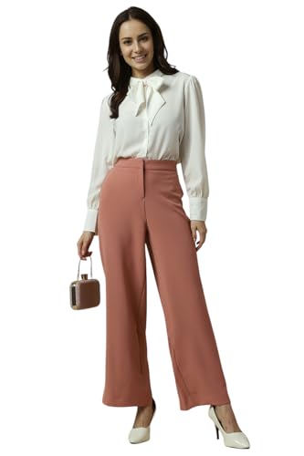 Allen Solly Women's Regular Casual Pants (AHTFWRGFF42646_Peach