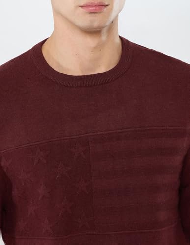 U.S.Polo Association Men's Graphic Patterned Knit Regular Fit Sweater (USSWE2437_Maroon_XL)
