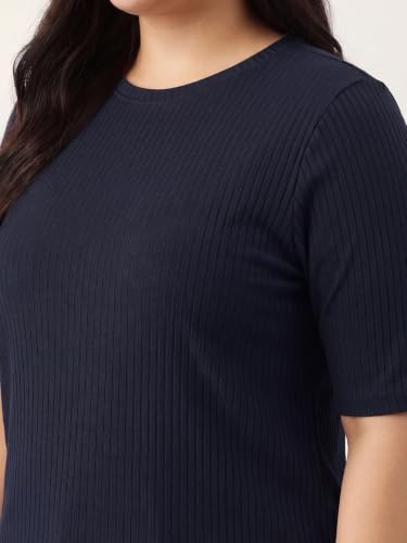 Max Women Ribbed T-Shirt (Blue_3XL)