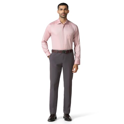 blackberrys Men Pink Luxe India Slim Fit Shirt | Soft Pink Solid Shirt with Full Sleeves, Tailored Profile and Refined Professional Styling | Size 39
