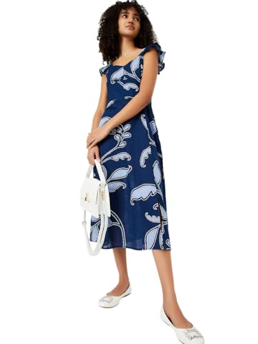 Max Kalki x Women Printed A-line Dress (Blue_S)