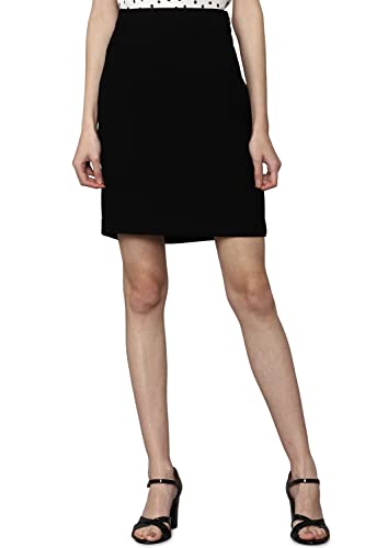 Allen Solly Solid Polyester Regular Fit Women's Skirt (Black,Size_32)