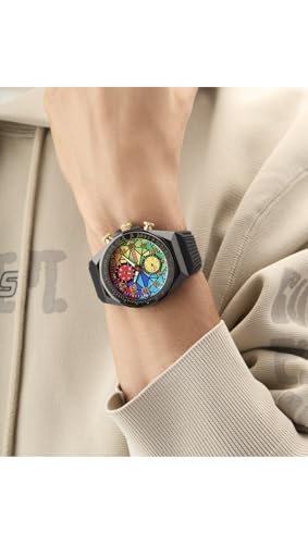 Guess D1 46 mm Rainbow Dial Multi-Function Men Watch- GW0902G3