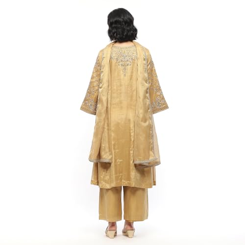 BIBA Women's Cotton Kurta Set (SKDRJPTANA9830AW24GLD_Gold