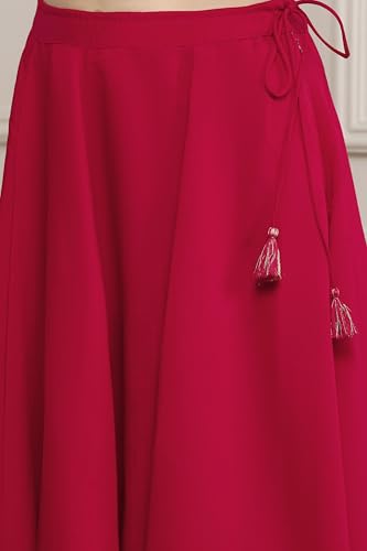 BIBA Women Fuchsia Viscose Rayon Kalidar Lehenga Set_32
