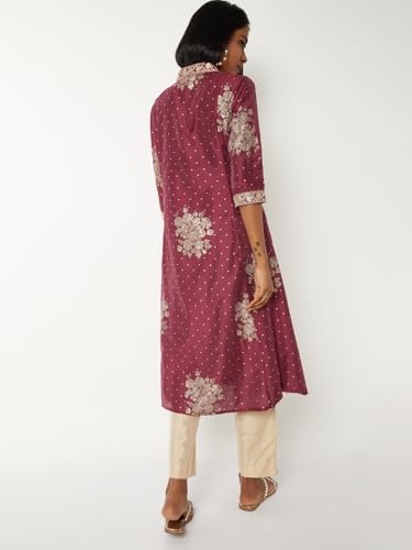 Max Women Foil Print A-line Kurta (Red_XL)