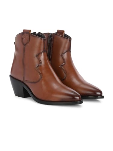 Delize Women Tan mid heel western boots 50405-37