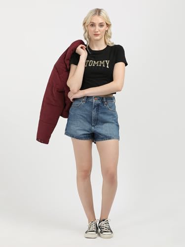 Tommy Hilfiger Slim Crop Glitter Varsiry T-Shirt Black