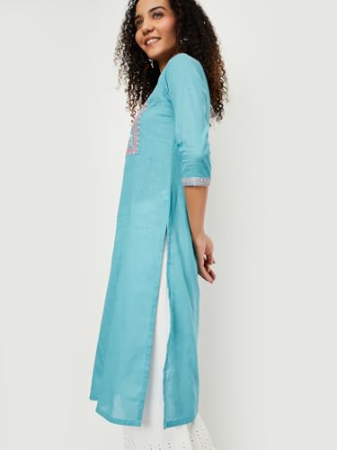 Max Women's Cotton Blend Regular Kurta (DAEKSP25PI_Aqua