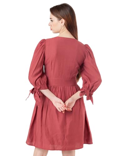 Zink London Women's Rust Solid Flared Short Dress