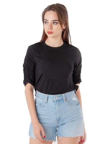 Zink London Women's Black Solid Regular Top