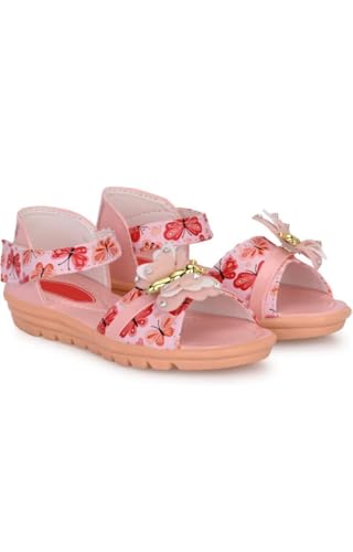 Kids Girl's Beautiful Butterfly Printed Sandals | Stylish Special Occasion Trendy Ankle Strap | Printed Lightweight (Pack Of 1) (pink, UK Footwear Size System, Toddler, Age Range, Medium, 4.5 Years, 5 Years)