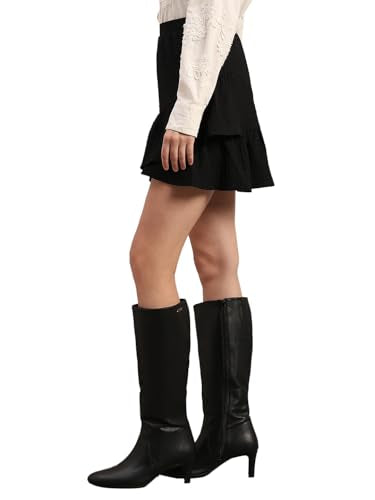 VERO MODA Women's Fit and Flare High-Rise Black Skirt