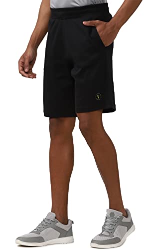 Van Heusen Men's Bermuda Shorts (VFLOAATFP56681_Black_M)