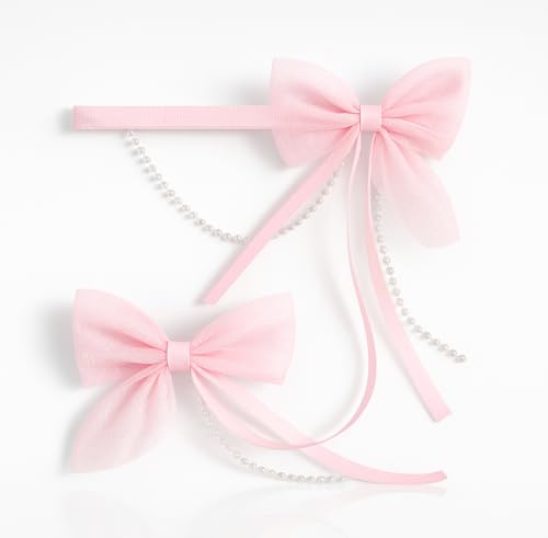 Tresneria Children Heart Shape Sunglasses with Pink Ribbon Hair Clips | UV Protection Fashion Combo Pack of 2