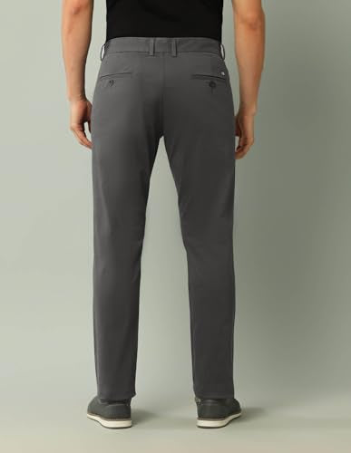 Arrow Men's Solid Slim Fit Acrylic Casual Trouser Grey