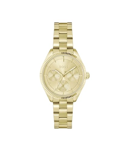 BOSS Sage Sport Qtz Multifunction Thin Gold Round Dial Women's Watch|Ionic Plated Thin Gold Steel Material|Gold Color Band - 1502803