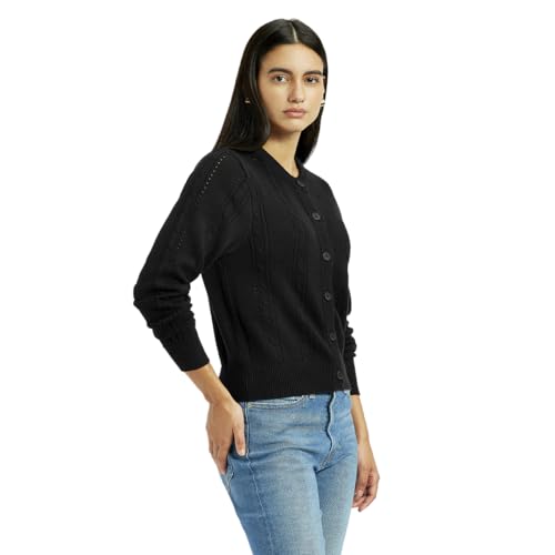 Levi's Women's Self Design Black Round Neck Sweater