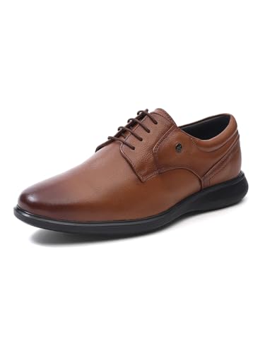 Men Tan Lace Up Leather Formal Derbys