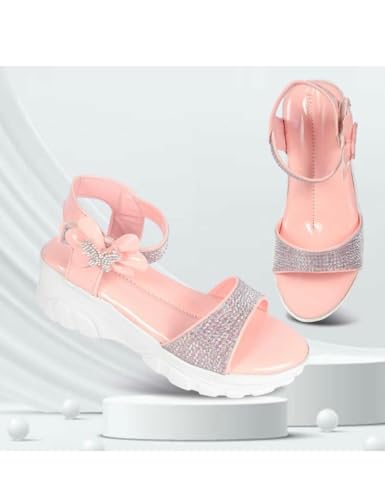 XMARTY Girls Block Heel Ankle Strap Sandals, Comfortable Sole Stylish | Stylish Block Heel Ankle Strap Sandals | Kids Girls Beautiful Comfortable Sole Sandals (Pack Of 1) (Pink, UK Footwear Size System, Toddler, Numeric, Medium, 3)