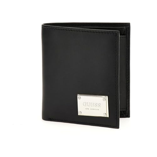 GUESS Black Solid Leather Milano Bi-Fold Wallet