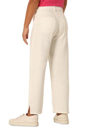 VERO MODA Girls Mid Rise Stretchable Ankle Length White Wide Leg Jeans