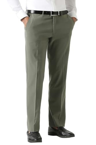 Men Olive Solid Trousers