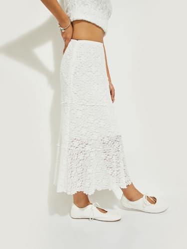 Max Alaya F x URB_N Women Lace Long Skirt (Ivory_M)