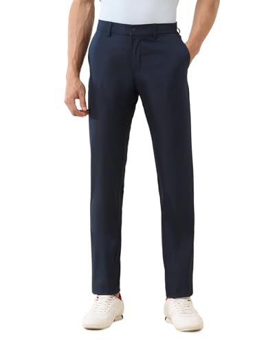 U.S.Polo Association Men's Solid Denver Slim Fit Trousers Blue