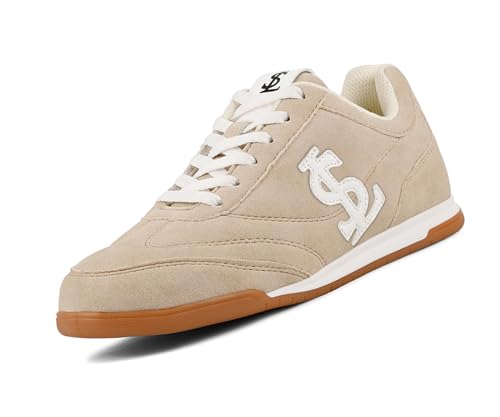LOUIS STITCH Women’s Beige Casual Lightweight Sneakers | Ortholite Cushioned Comfort | Dual-Color TPR Sole | Lightweight & Comfortable Casual Lace-Up Shoes | LSD-SNK-NBL-BG | UK-5