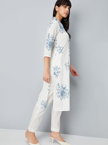 Max Women's Cotton Blend Kurta Set (CTKST54022_Off White