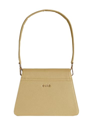 eske Sofia Vegan Leather Shoulder Bag (Gold Saffiano)