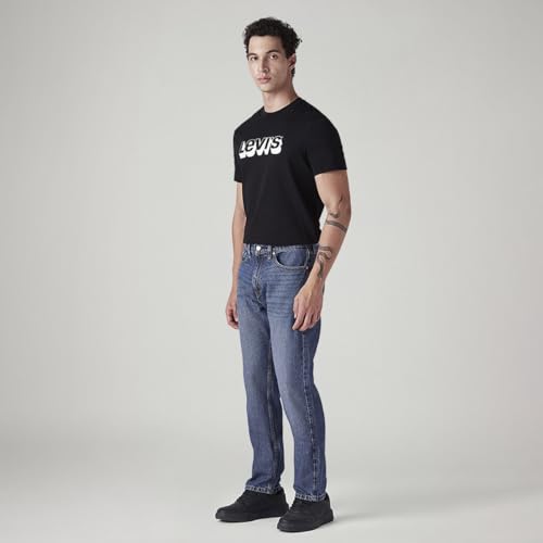 Levi's Men's 505 Mid Indigo Straight Fit Mid-Rise Jeans
