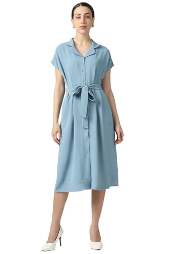 Van Heusen Women's Polyester Modern Calf Length Dress (VWDRFRGF535067_Light Blue