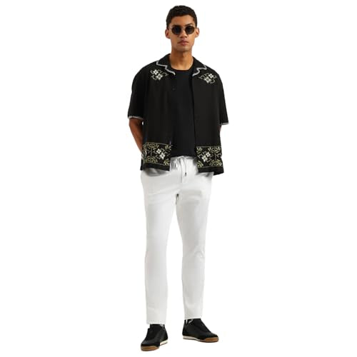 United Colors of Benetton Solid Relaxed Fit Trousers (Size: 34)-25P4BIST1042I902 White
