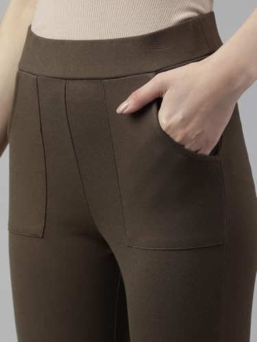 Latin Quarters Women Olive Green Solid High Rise Casual Jegging_S
