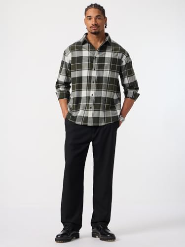 The Souled Store Plaid Shirt: Verdant Men and Boys Long Sleeve Spread Collar Green Plaid Lightweight Everyday Office Wear Easy to Style Casual Cotton Relaxed Shirt