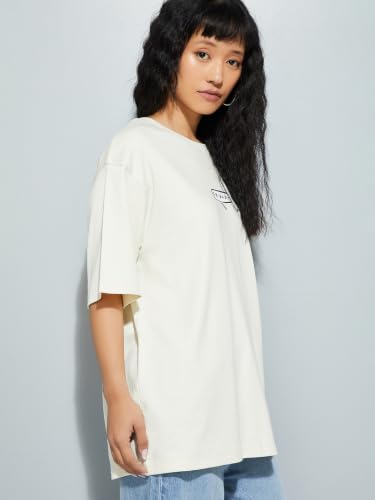 Max URB_N Women Oversized Friends Printed T-Shirt (Beige_XXL)