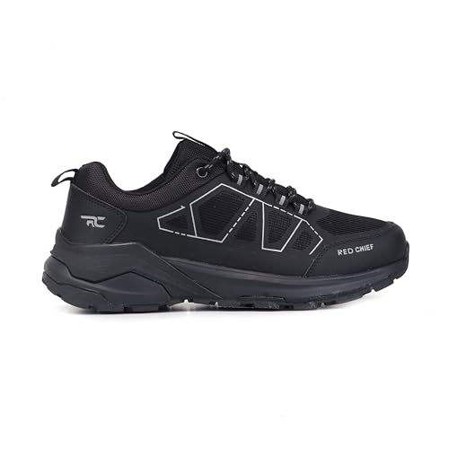 Red Chief Men’s Sport Hiker Lace-Up Shoes | Low Ankle | Synthetic Polyester Air Mesh | Durable Synthetic Outsole | Black (H20045)