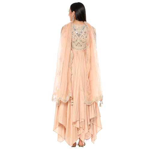 BIBA Women's Cotton Blend Kurta (SKDHO10291AW24NUDE_Nude